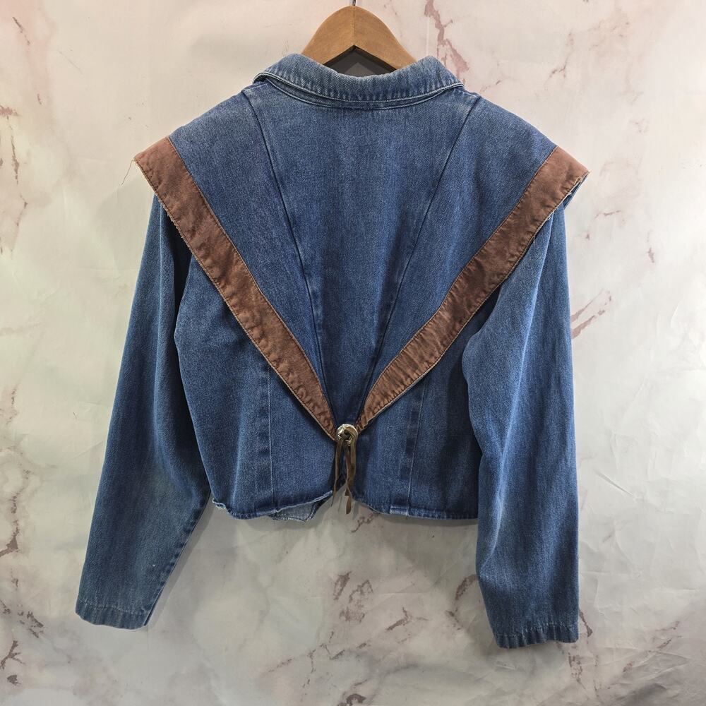 Vintage Southwestern Jacket Womens Large Jean 80s Y2K Concho Suede Leather Boxy - Picture 6 of 12
